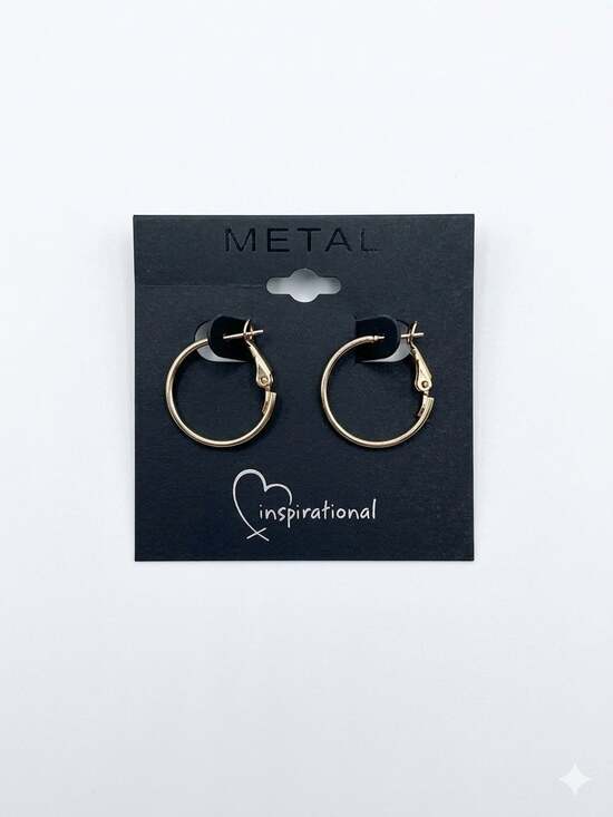 Inspirational Jewelry - Inspirational Metal Gold Tone Hoop Earrings